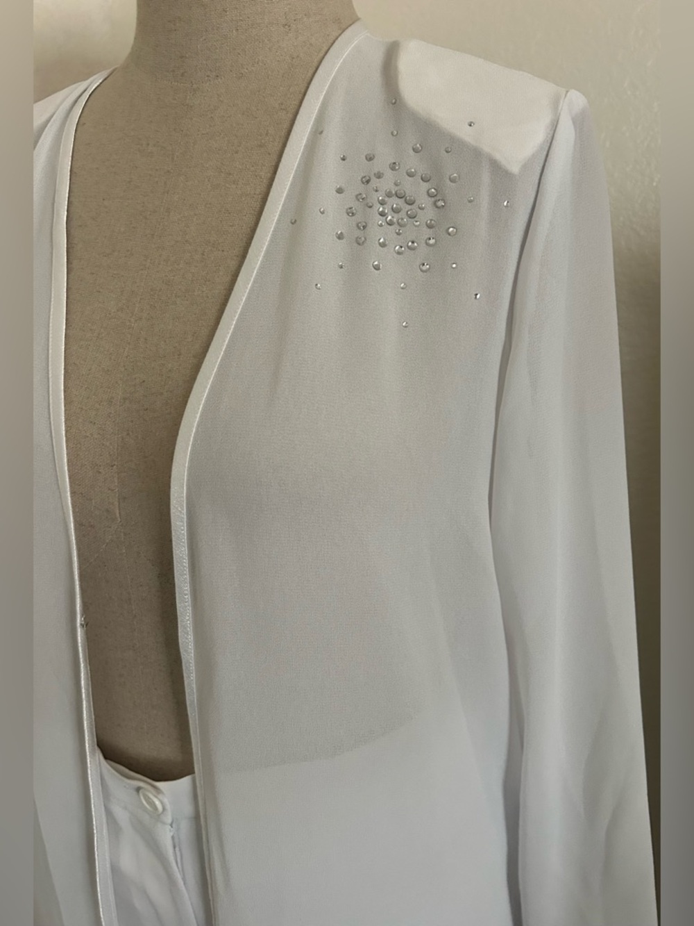 Long Sheer Duster with Rhinestone And Pants - Picture 4 of 15